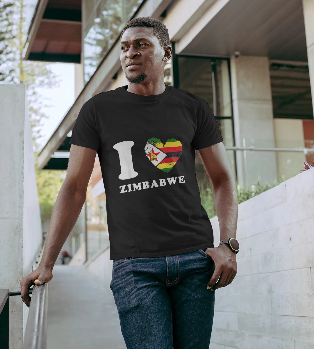 1sttheworld T-Shirt - Heart Flag Zimbabwe T-Shirt Black A35