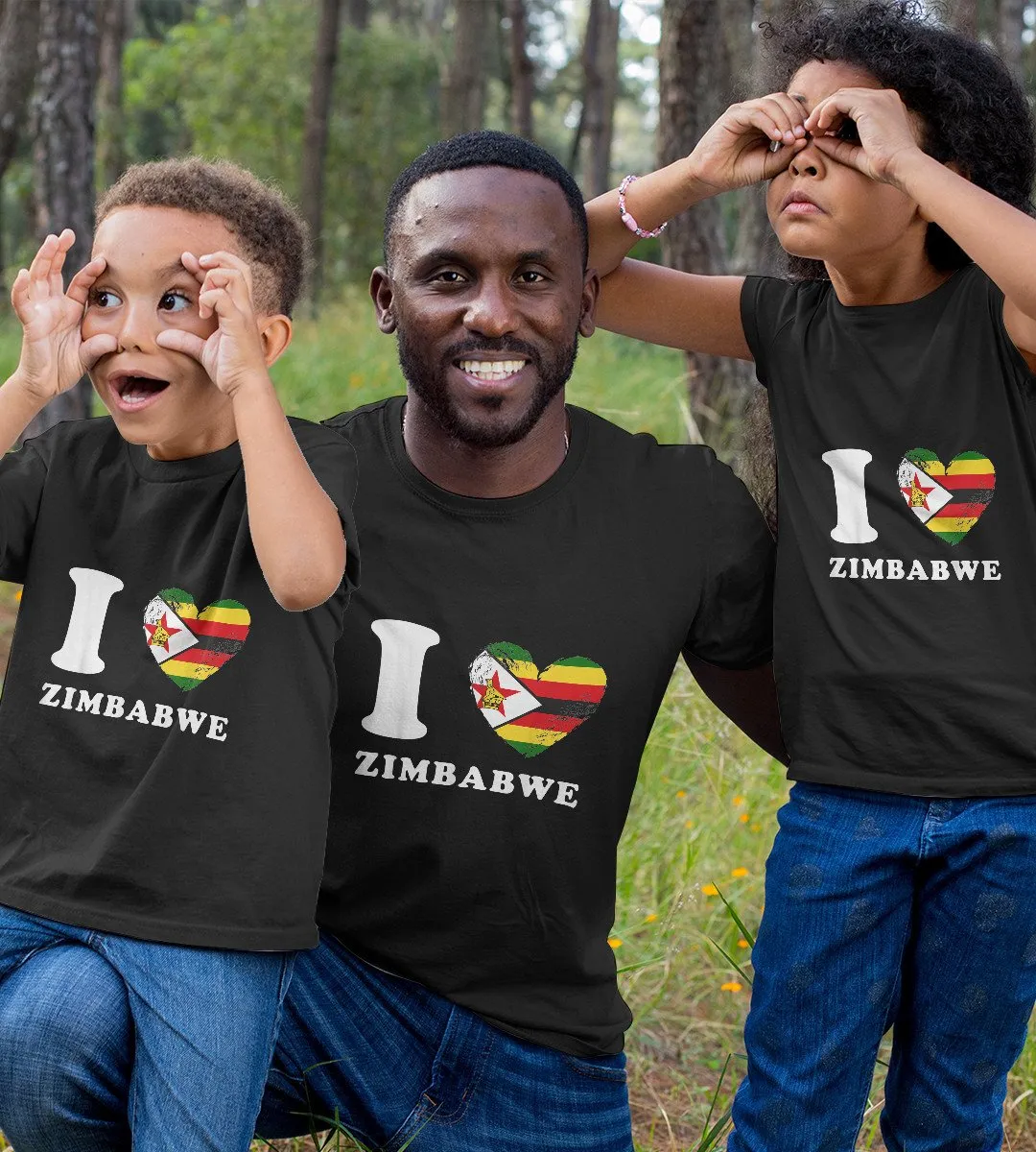 1sttheworld T-Shirt - Heart Flag Zimbabwe T-Shirt Black A35