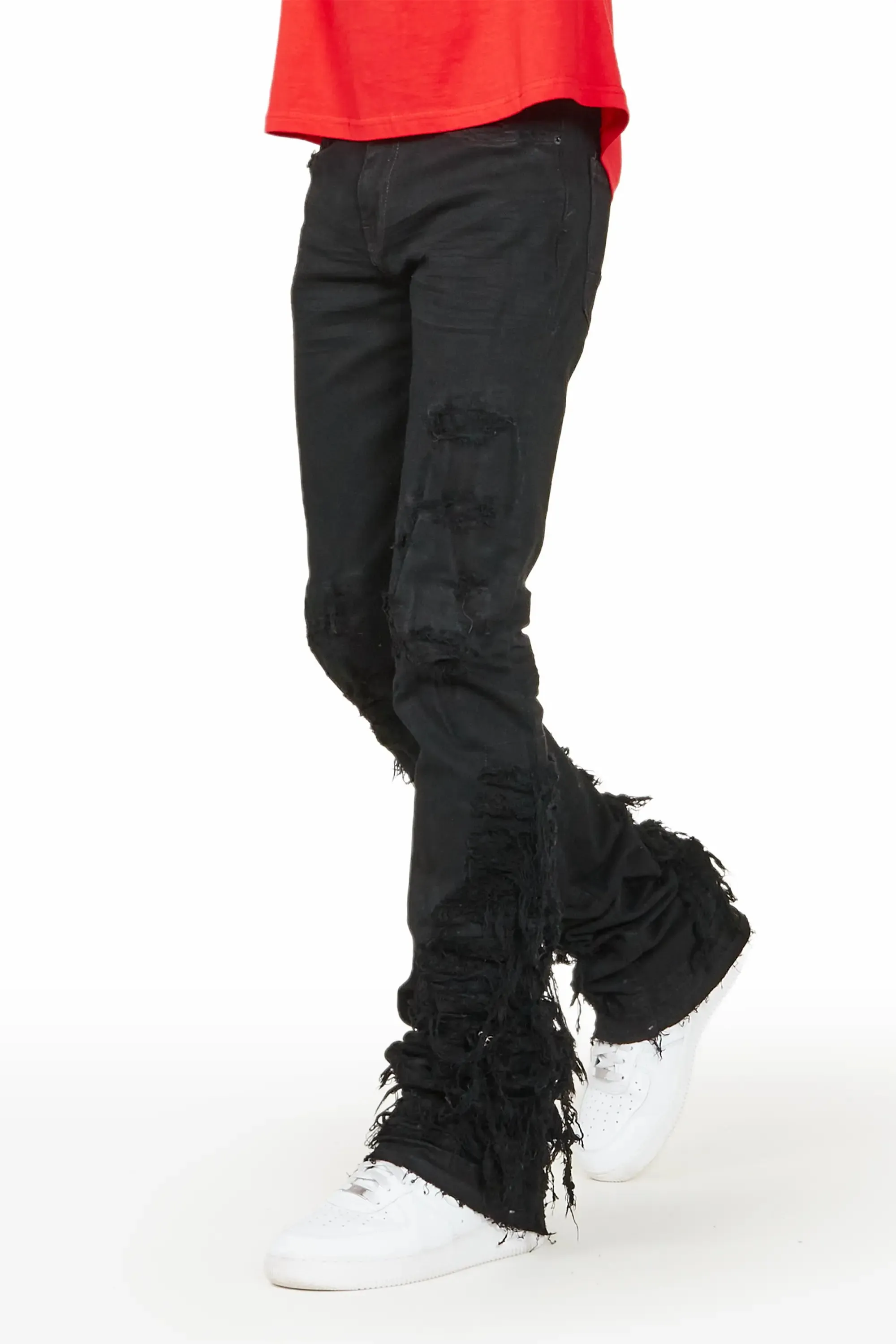 Argo Jet Black Super Stacked Flare Jean