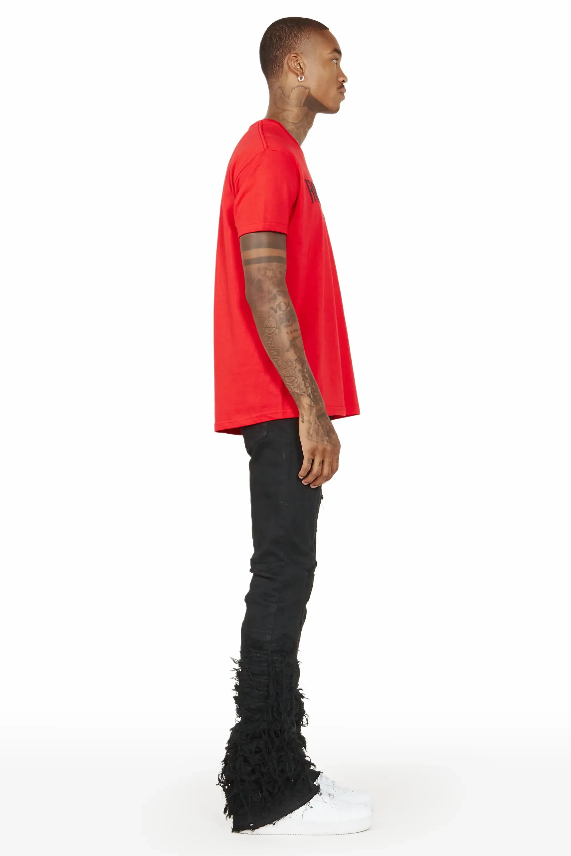 Argo Jet Black Super Stacked Flare Jean