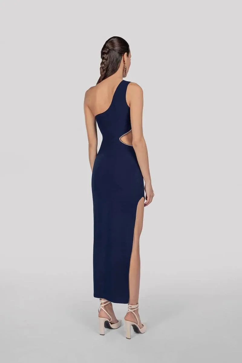 ARIEL ASYMMETRIC MIDI DRESS