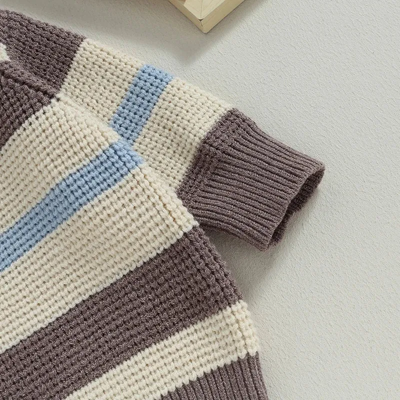 Baby Boys (to 3T) Autumn Striped Sweater - Brown Beige Blue