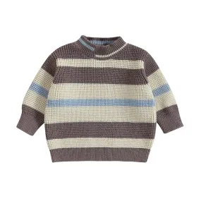 Baby Boys (to 3T) Autumn Striped Sweater - Brown Beige Blue