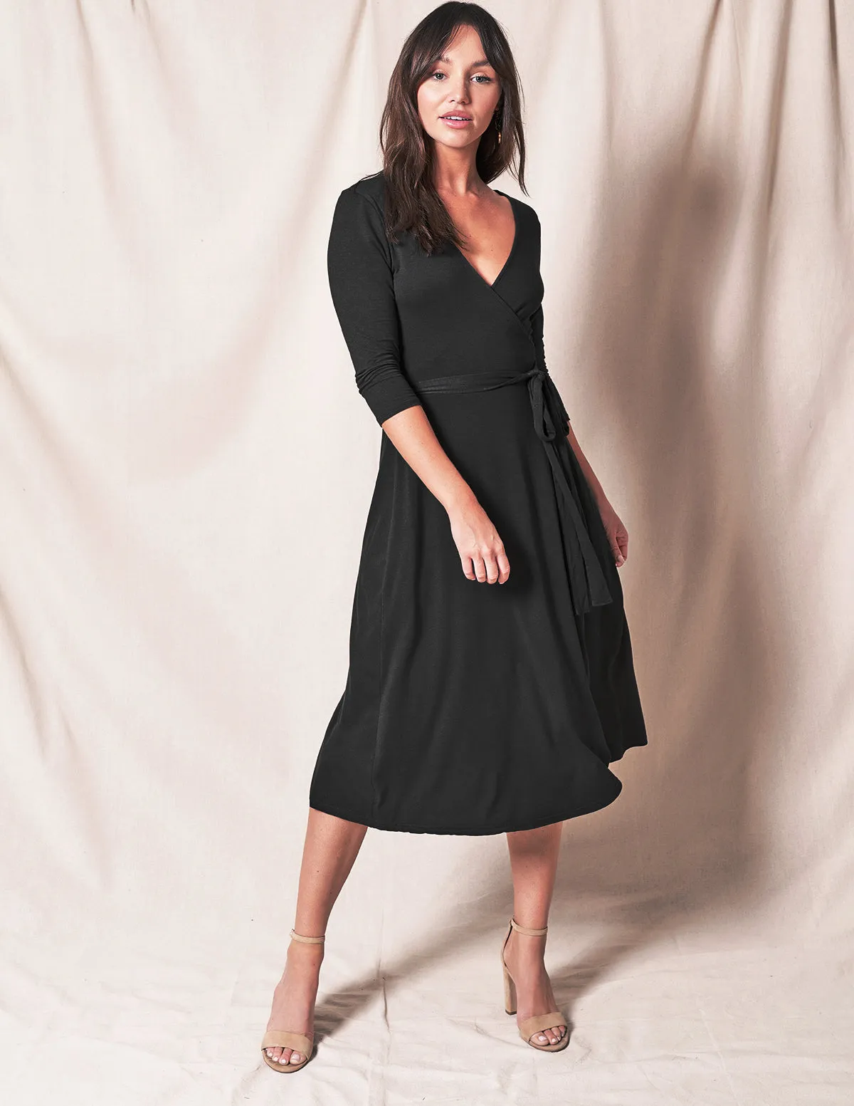 Bamboo / Organic Cotton Wrap Dress - Black