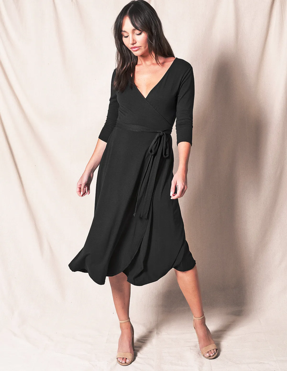 Bamboo / Organic Cotton Wrap Dress - Black