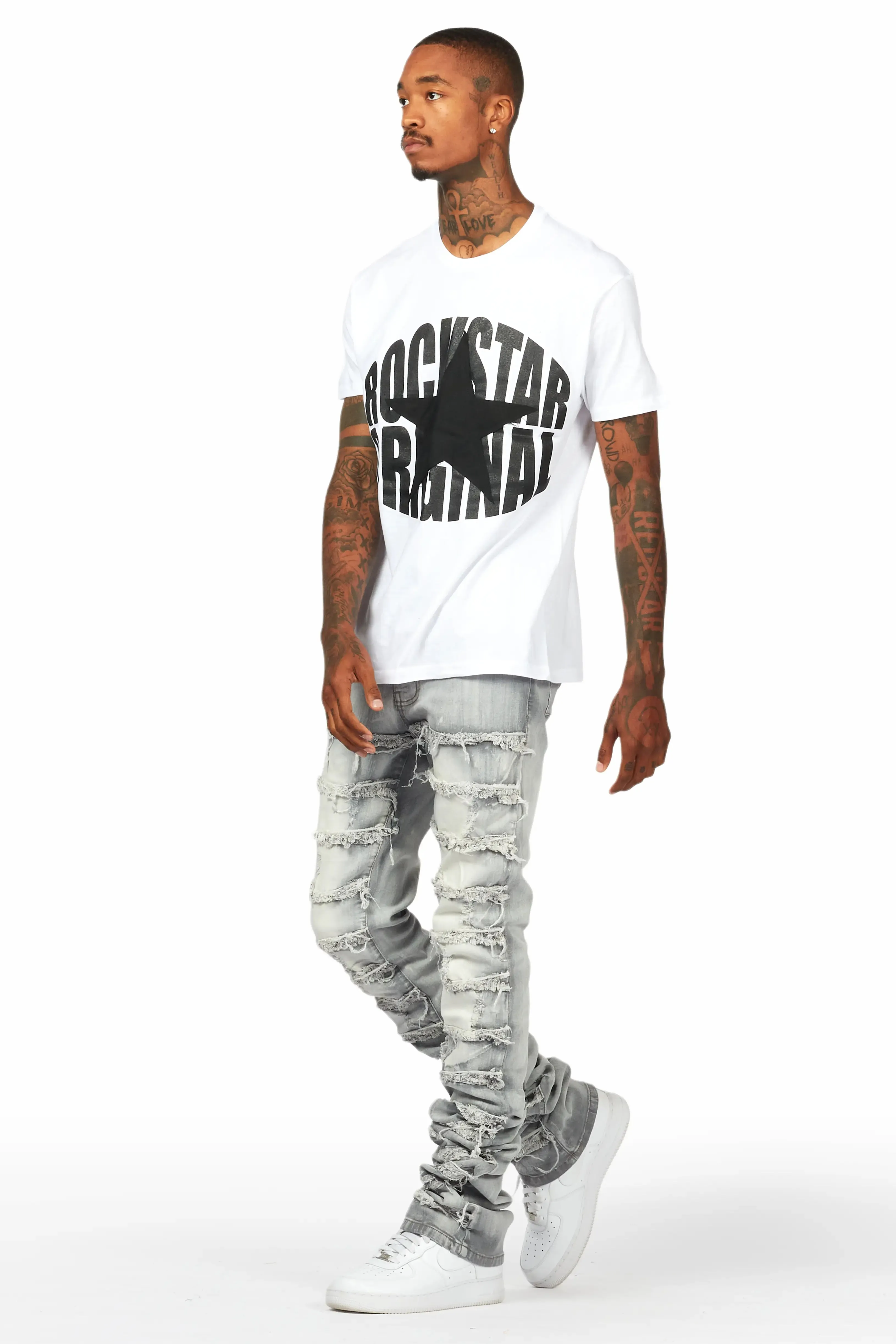 Banji White/Grey T-Shirt Stacked Flare Jean Bundle