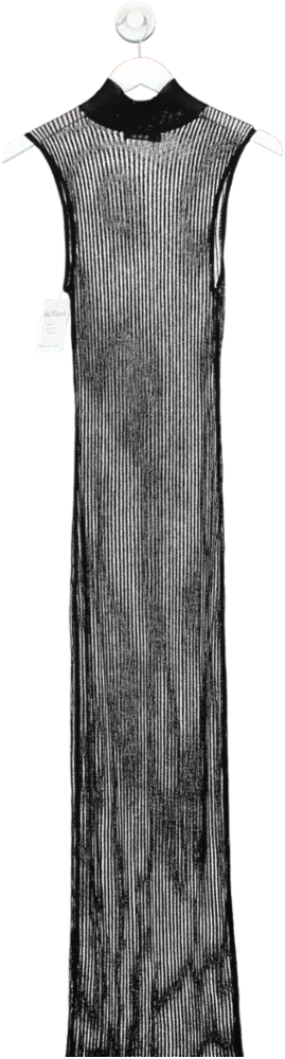 boohoo Black Sheer Knit Turtle Neck Maxi Dress UK M