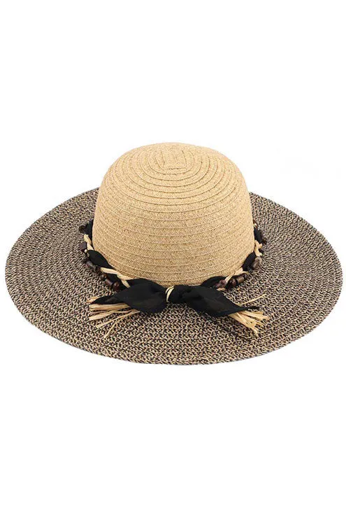 C.C Wooden Beads Braids Trim Two Tone Hat