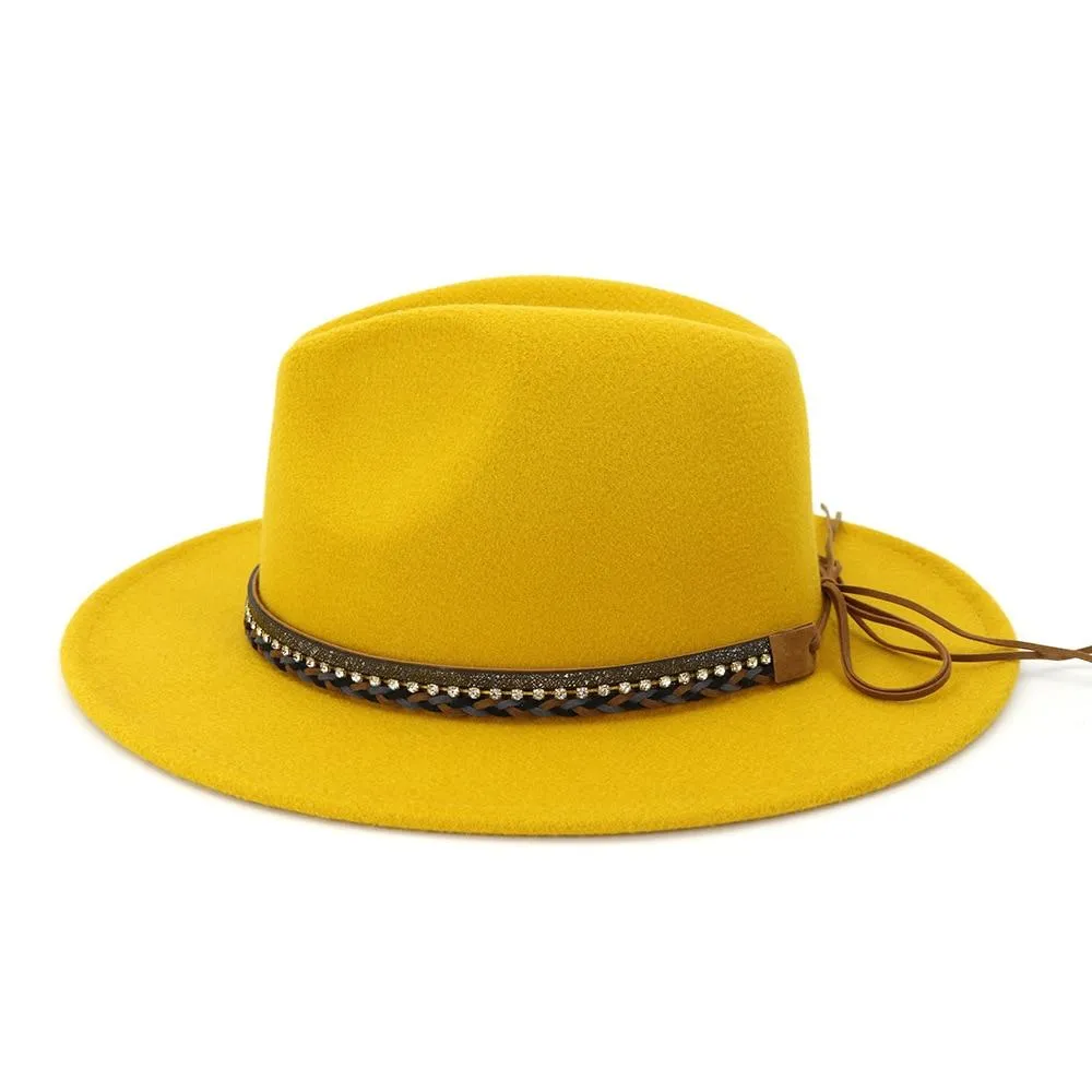 Crushable Wool Felt Panama Hat with Decorative Belt