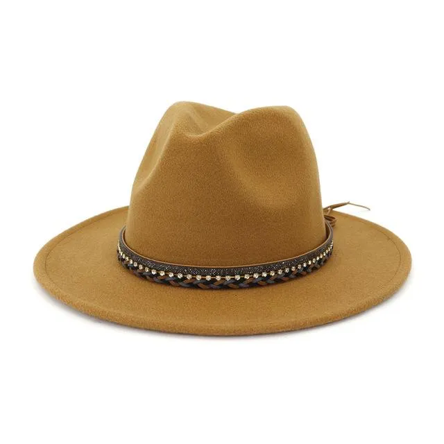 Crushable Wool Felt Panama Hat with Decorative Belt