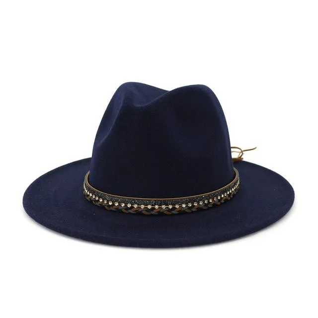 Crushable Wool Felt Panama Hat with Decorative Belt