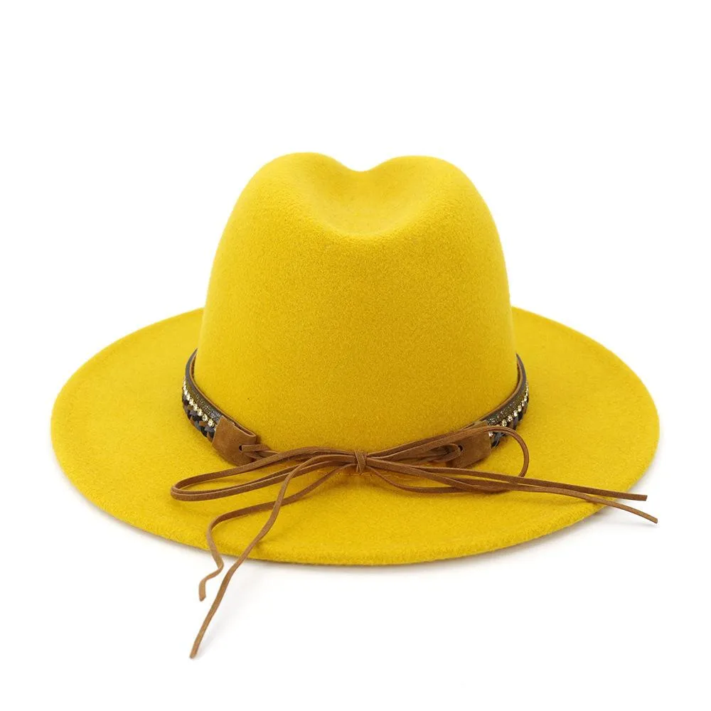 Crushable Wool Felt Panama Hat with Decorative Belt