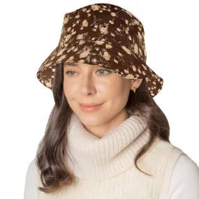 Floral Printed Corduroy Bucket Hat