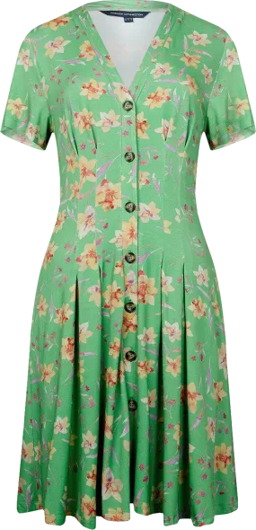 French Connection Green Camille Meadow V Neck Dress BNWT UK S