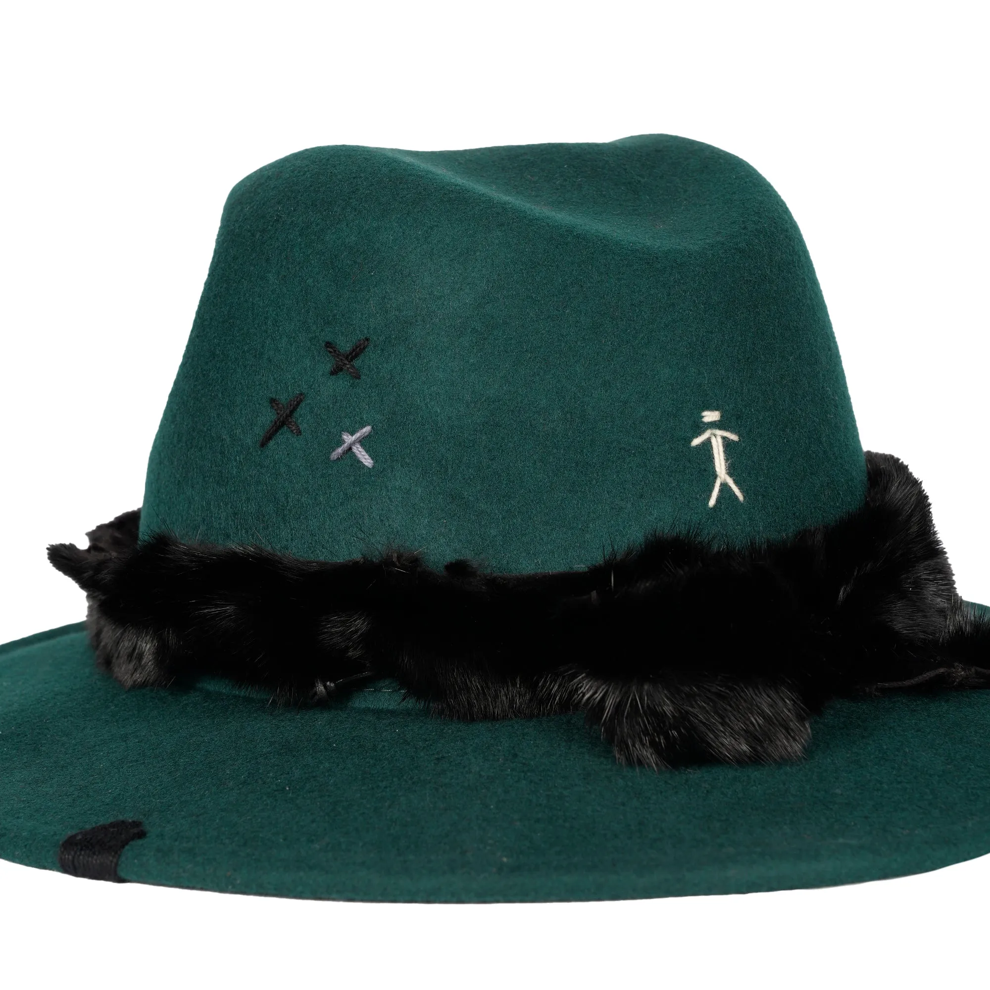 Fur Hat Wool Dark Teal