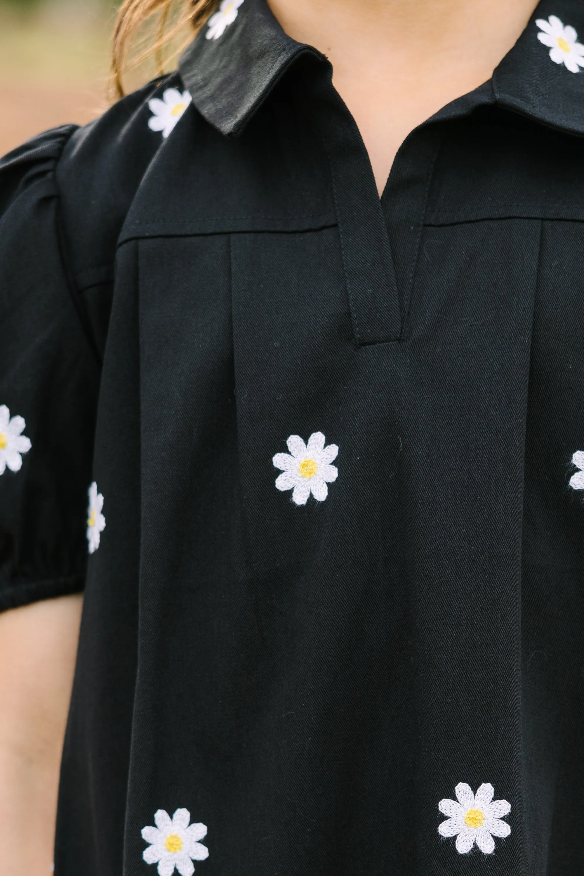 Girls: Dream Of The Day Black Floral Embroidered Dress