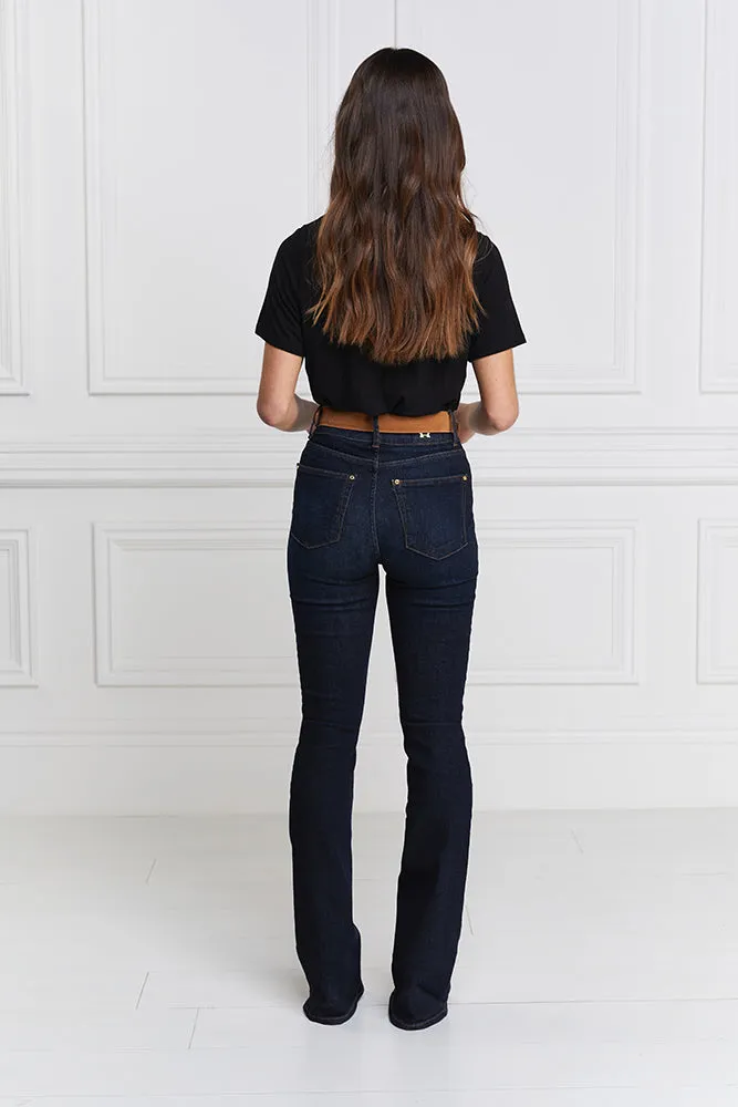 High Rise Flared Jean - Deep Indigo