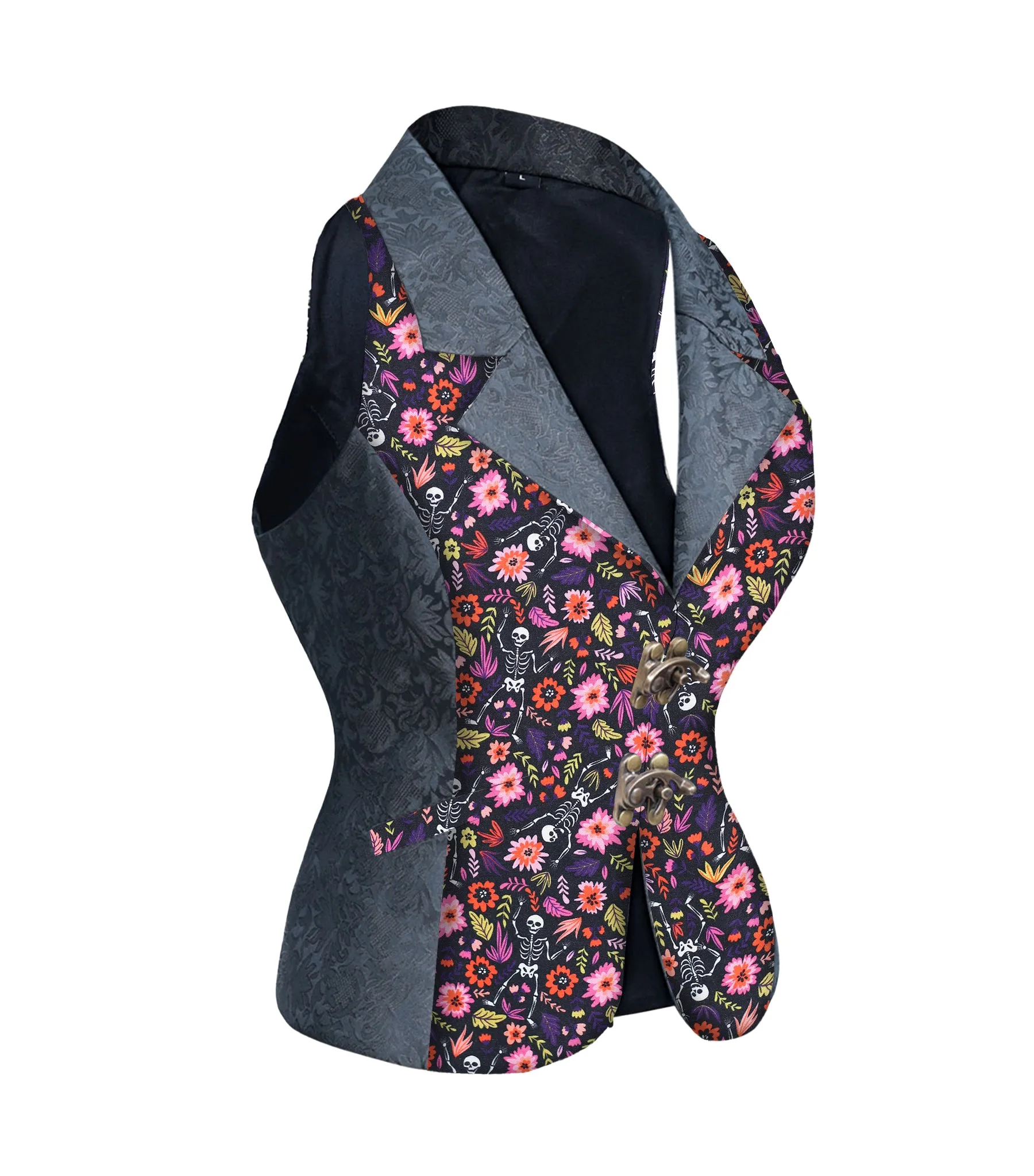 Ikat Print Black brocade Ladies Waistcoat