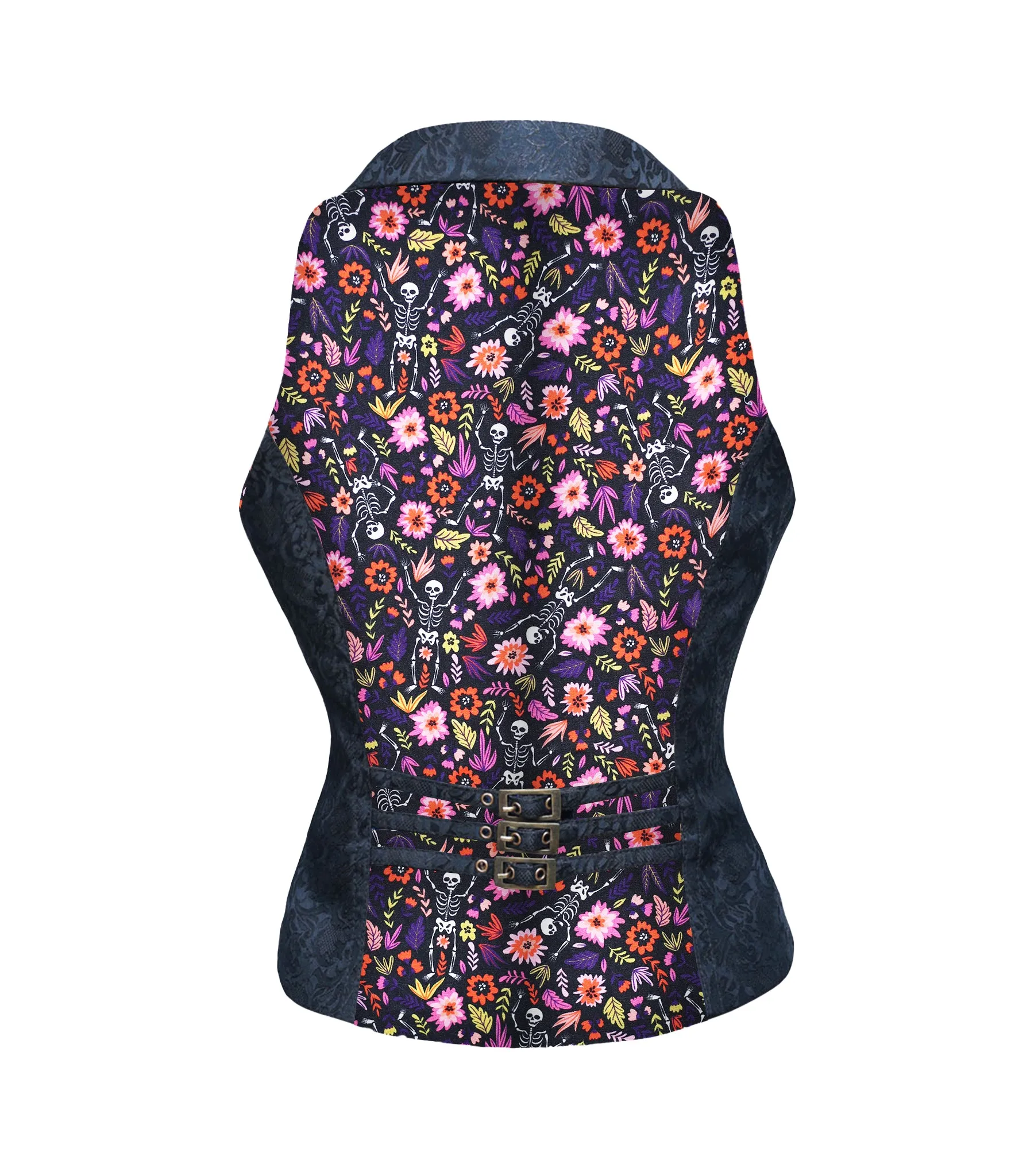 Ikat Print Black brocade Ladies Waistcoat