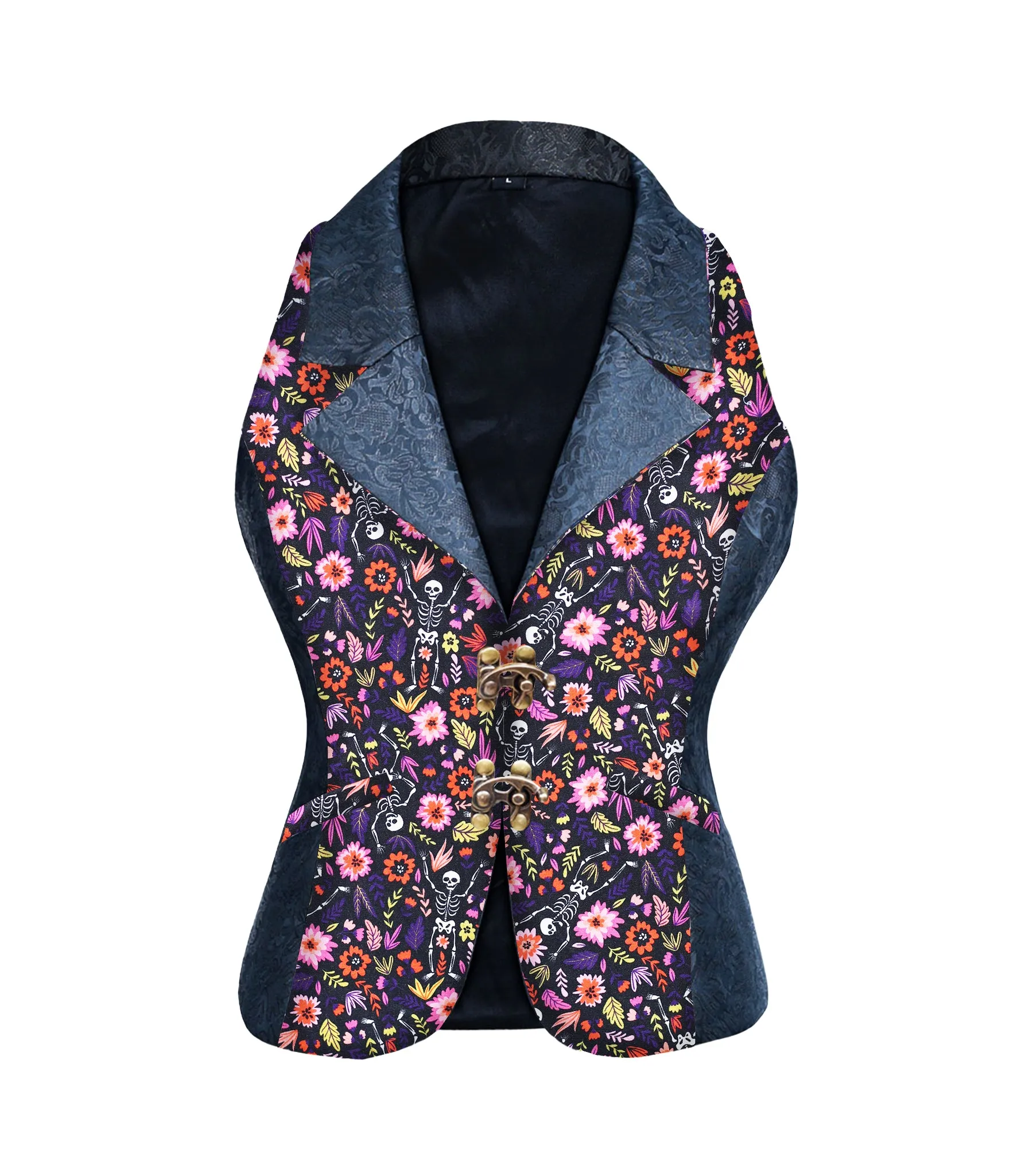 Ikat Print Black brocade Ladies Waistcoat