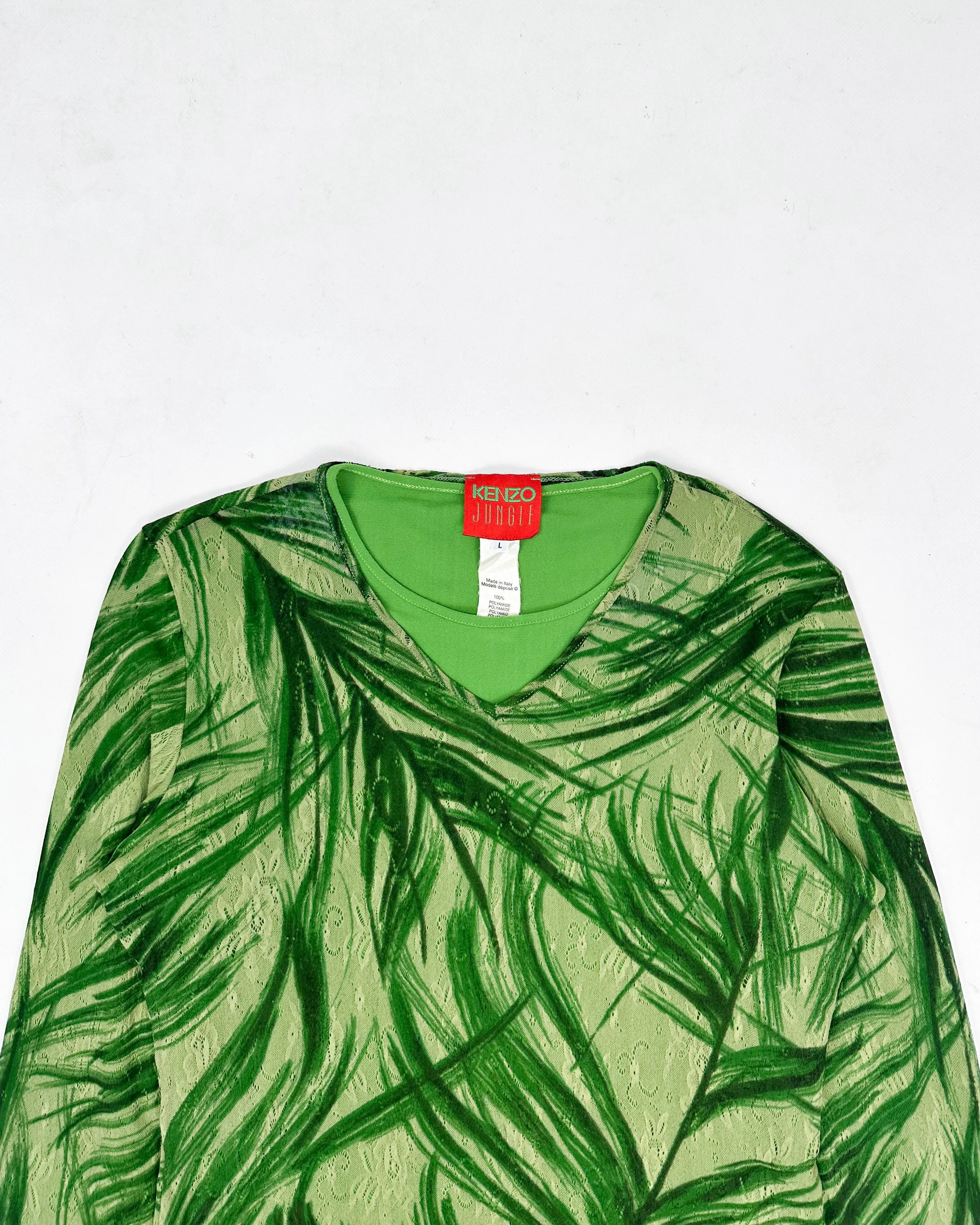 Kenzo 2-Layer Jungle Print Mesh Top 2000's