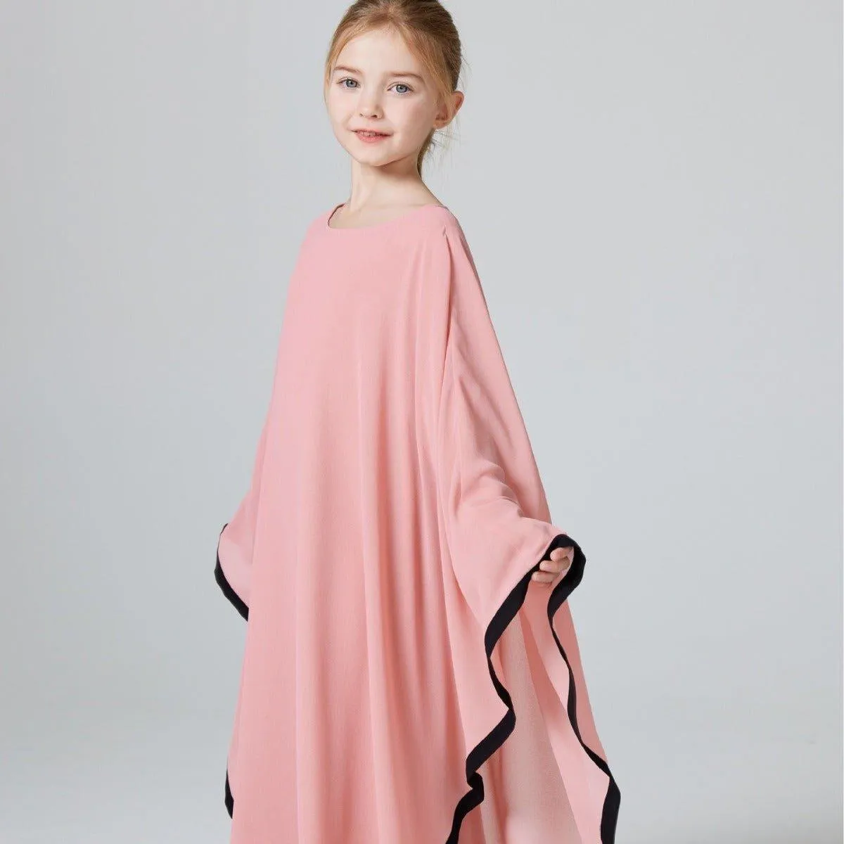 MKG001 Girls Chiffon Smock Abaya 2-piece set