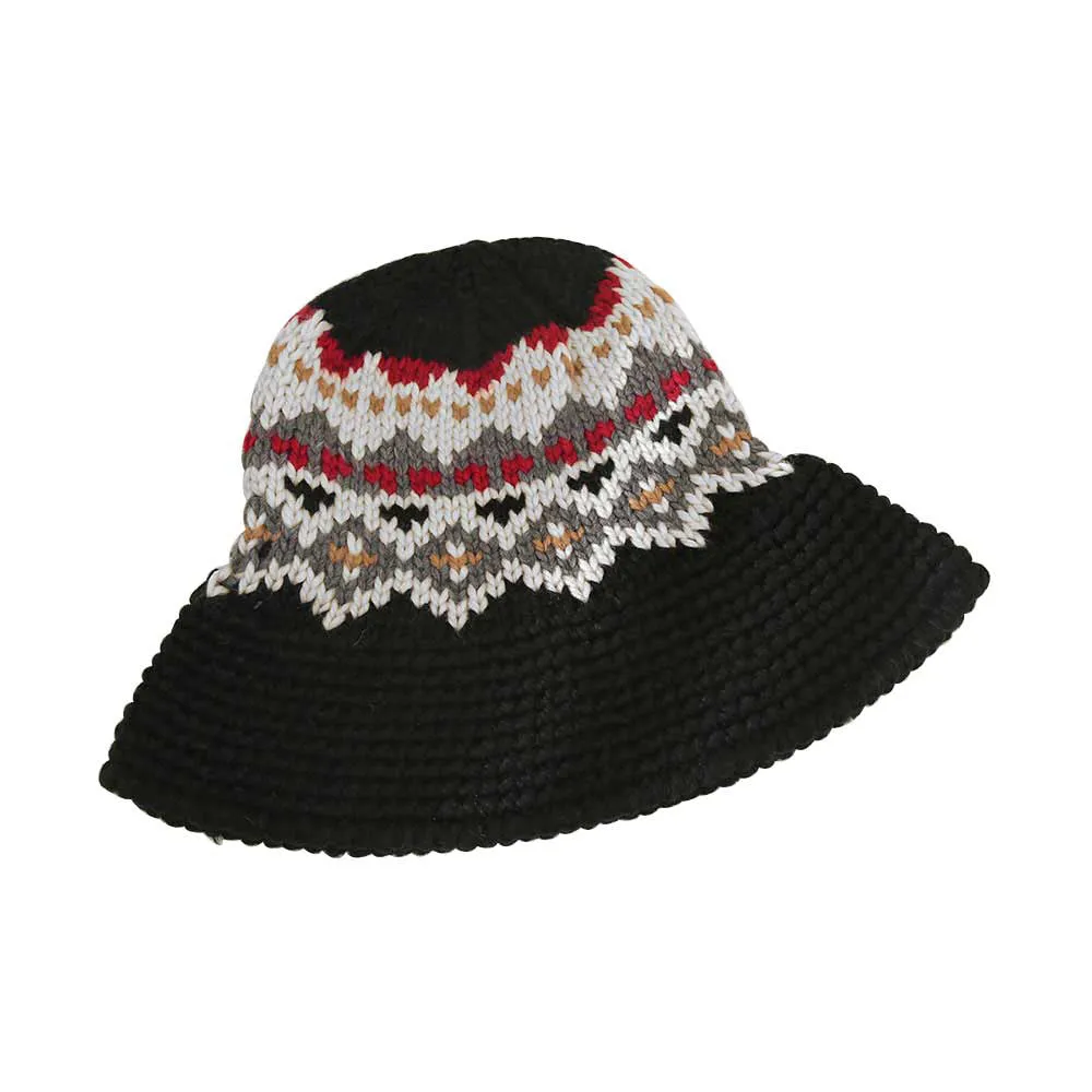 Nordic Pattern Knitted Bucket Hat