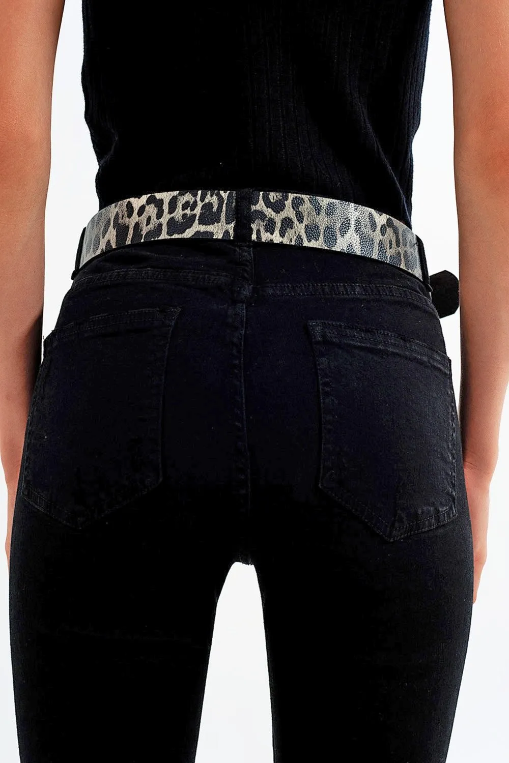 Q2 Black Jagged Hem Skinny Stretch Jeans