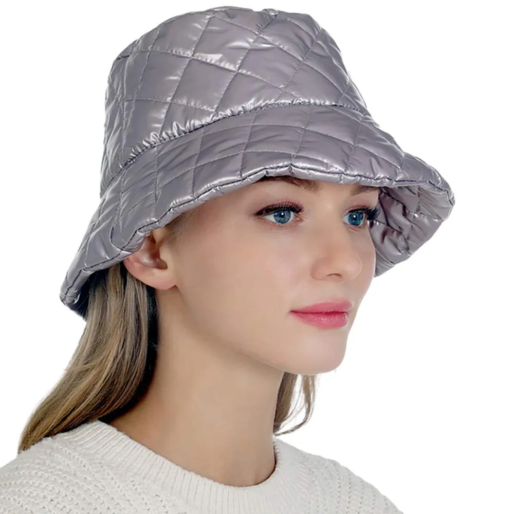 Quilted Puffer Solid Bucket Hat