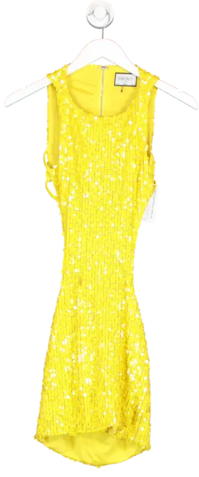 RNWY Yellow Open Back Sequin Mini Dress UK XS