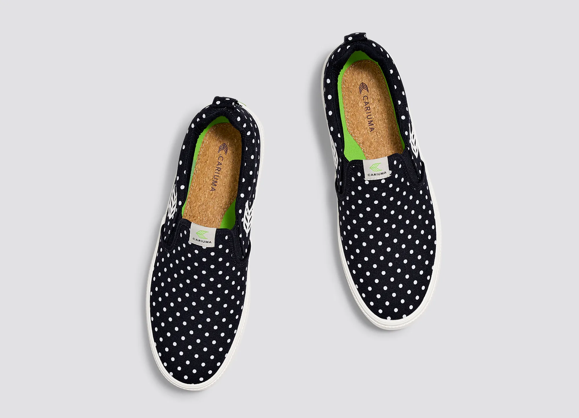 SLIP ON Black Canvas White Polka Dots Sneaker Men