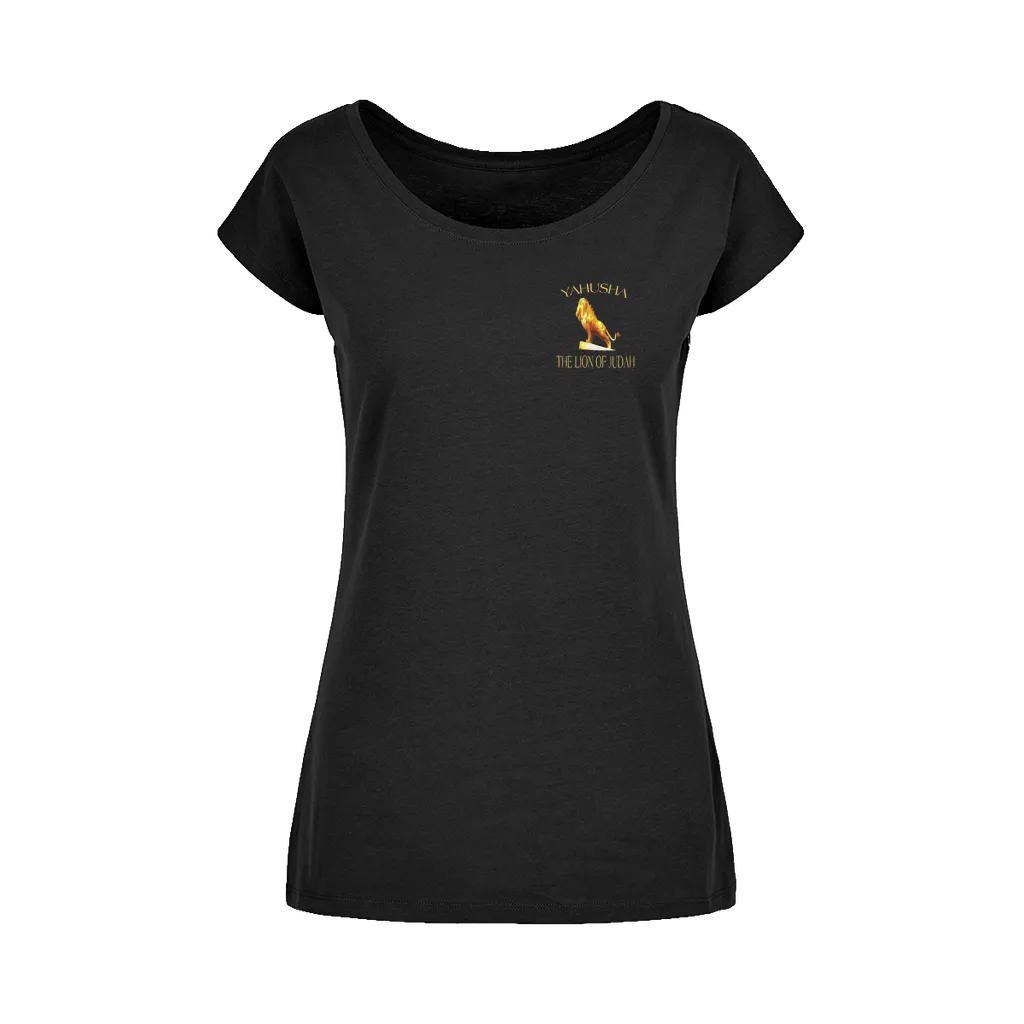 Yahusha-The Lion of Judah 01 Ladies Designer Wide Neck T-shirt