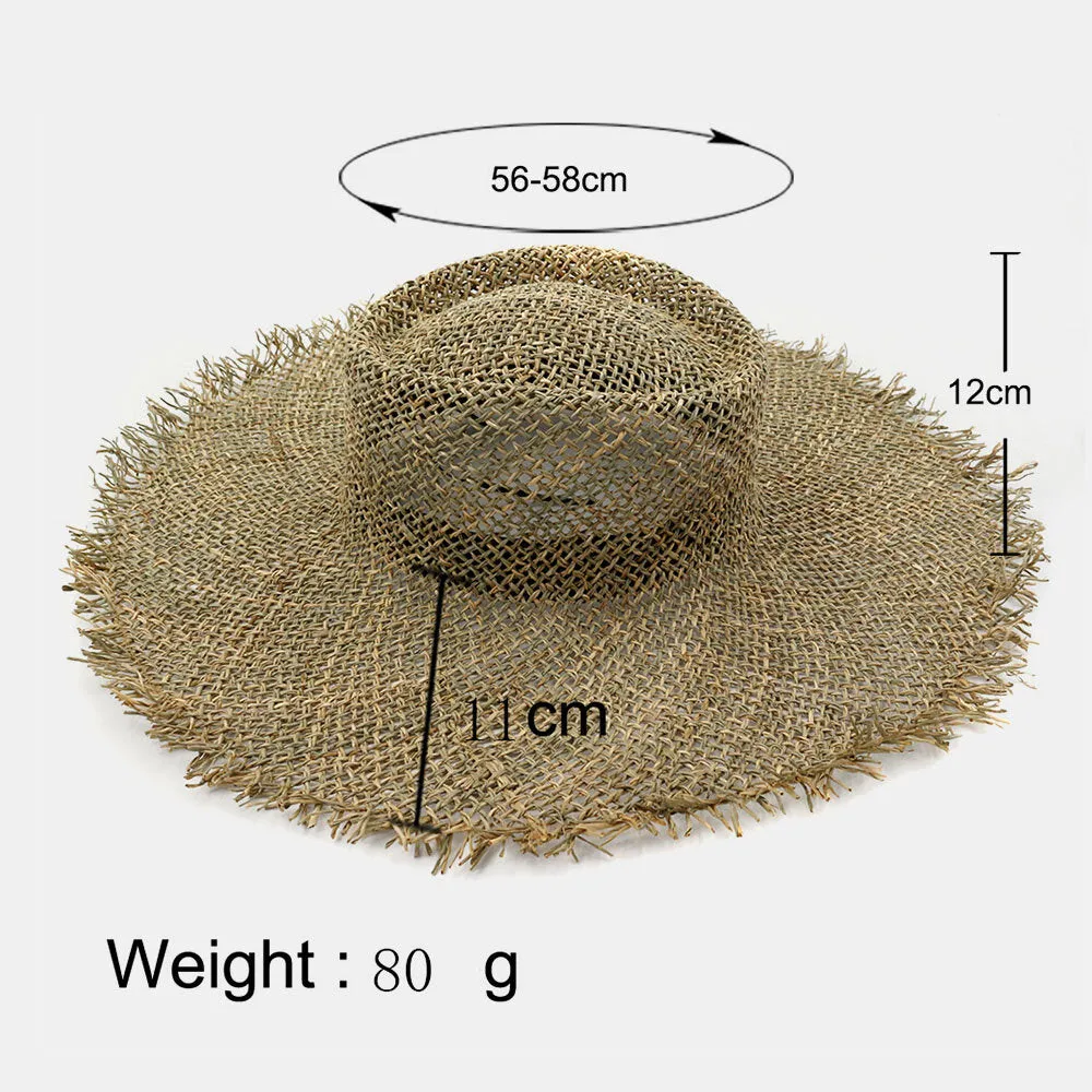 Women Sunscreen Travel Beach Sun Hat Wide Brim Seaside Jazz Hat Straw Hat